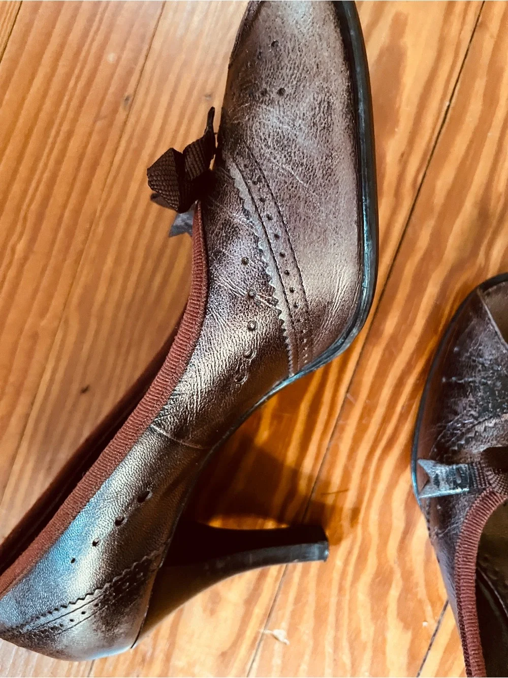 Franco Sarto Copper Leather Peep-Toe Heels | Size 7